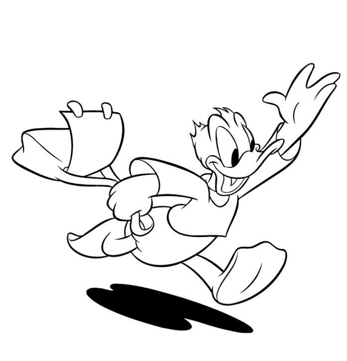 coloriage donald court avec son cartable